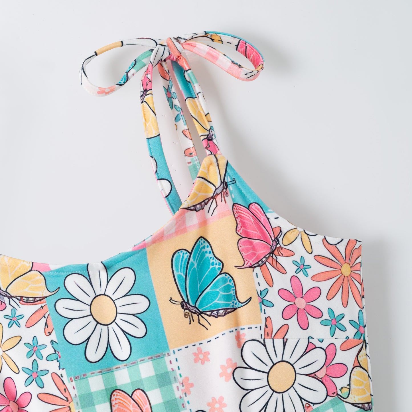 Mother's Day Mommy and Me Summer Bow Floral Butterfly Dress