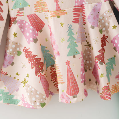 Girls Christmas Candy Cane Christmas Tree Top + Pant Set