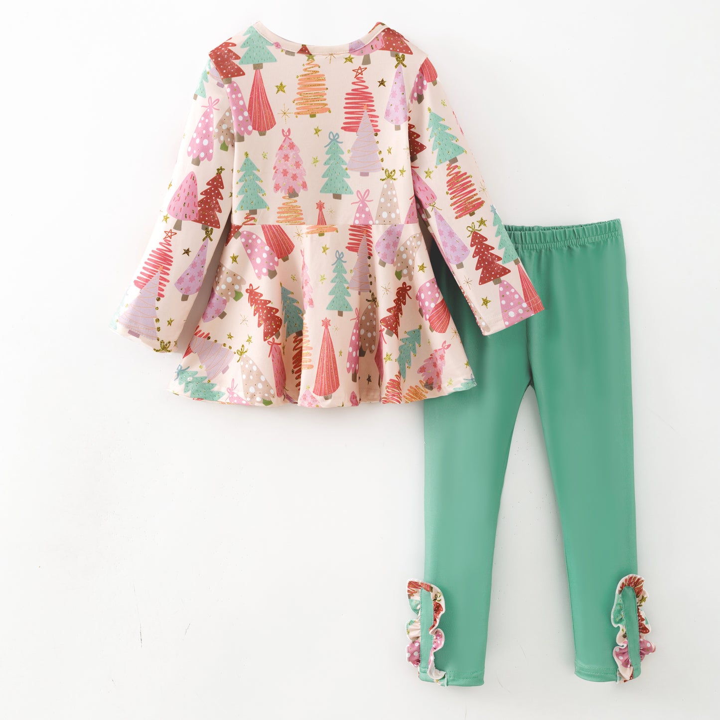 Girls Christmas Candy Cane Christmas Tree Top + Pant Set