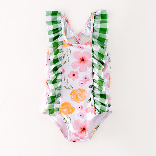 Girls Summer Beach Swimming Pool Floral Print Swimwear