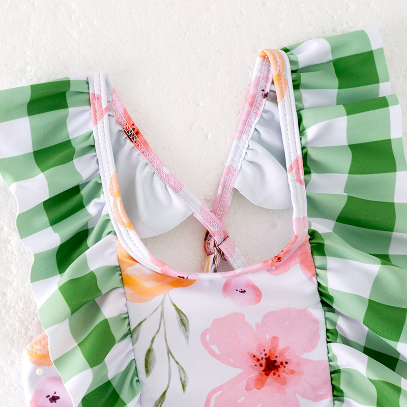 Girls Summer Beach Swimming Pool Floral Print Swimwear