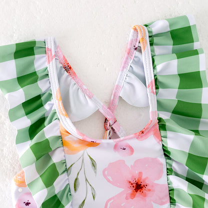 Girls Summer Beach Swimming Pool Floral Print Swimwear