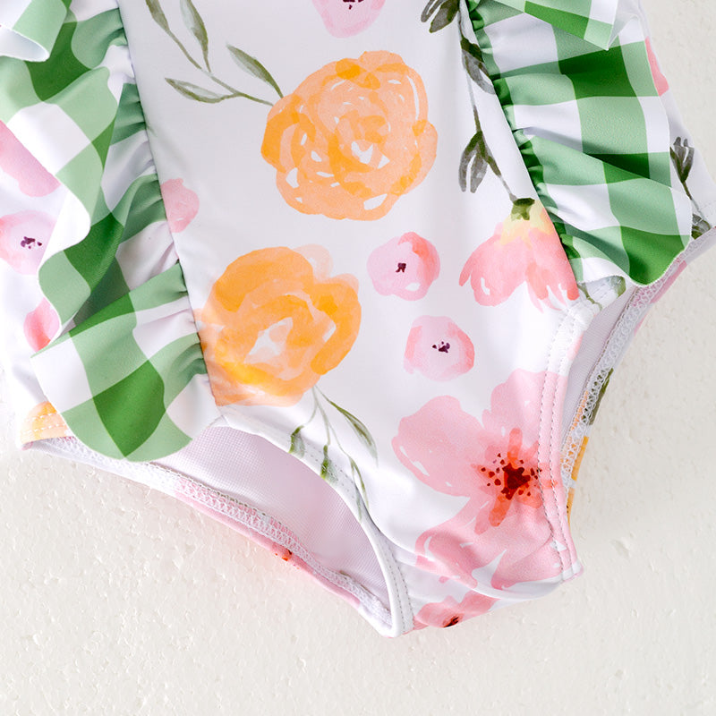 Girls Summer Beach Swimming Pool Floral Print Swimwear