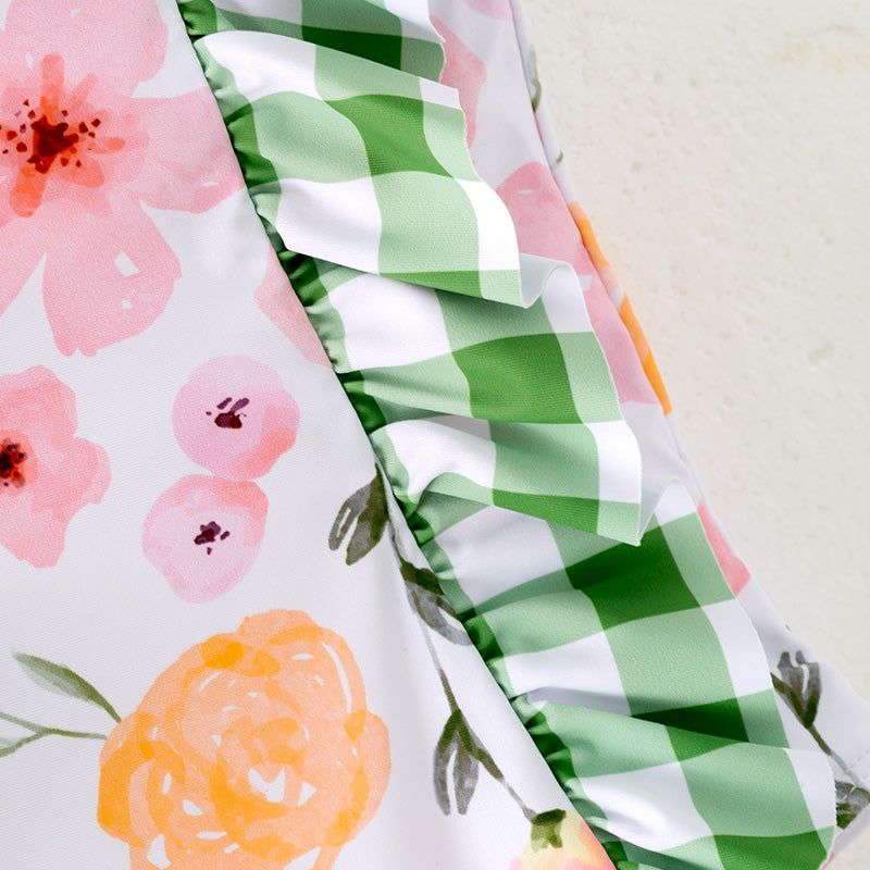 Girls Summer Beach Swimming Pool Floral Print Swimwear
