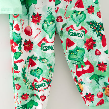 Kids Christmas Winter Grinch Sleepwear Pajamas Set