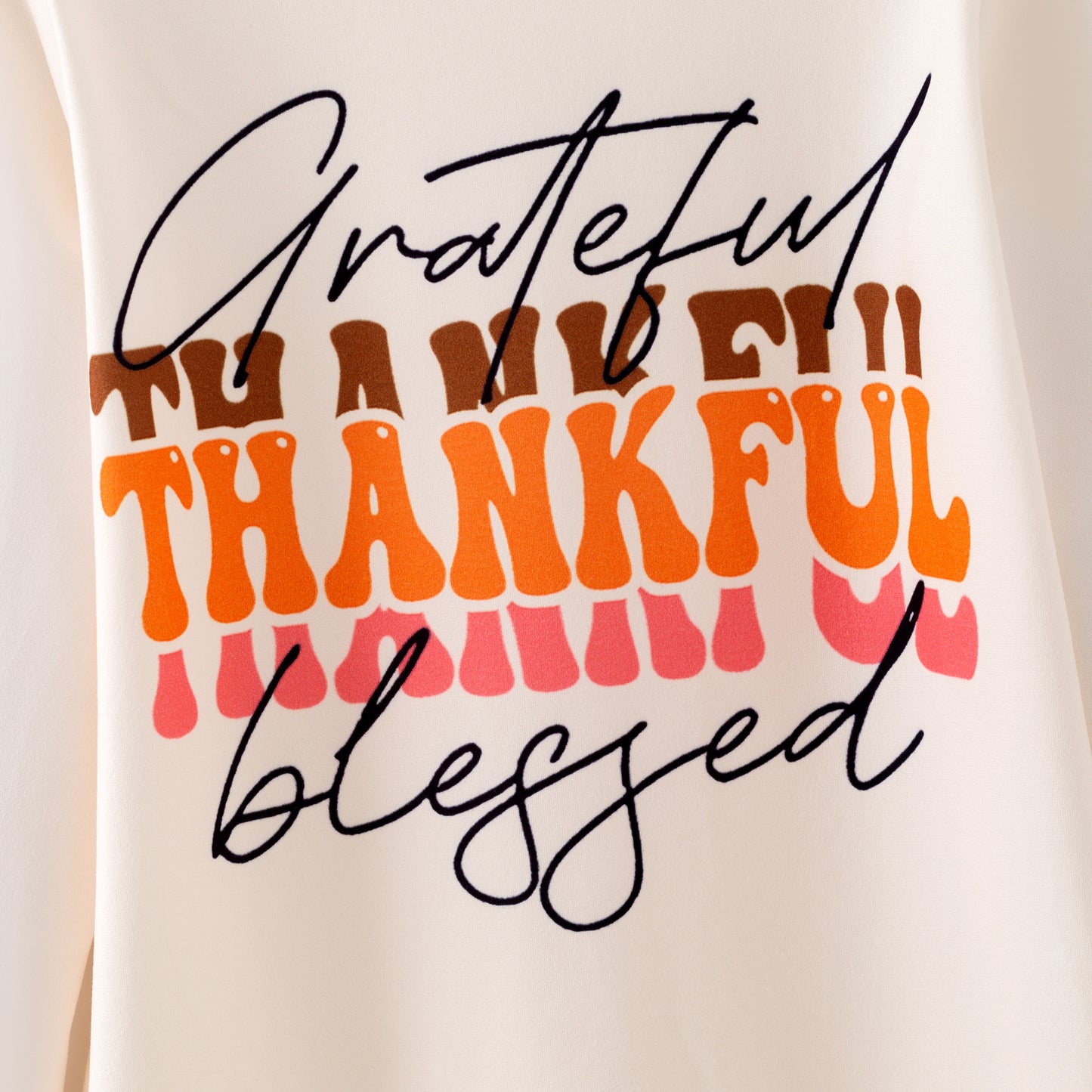 Girls Fall Thanksgiving Pumpkin Thanksful Print Pant Set