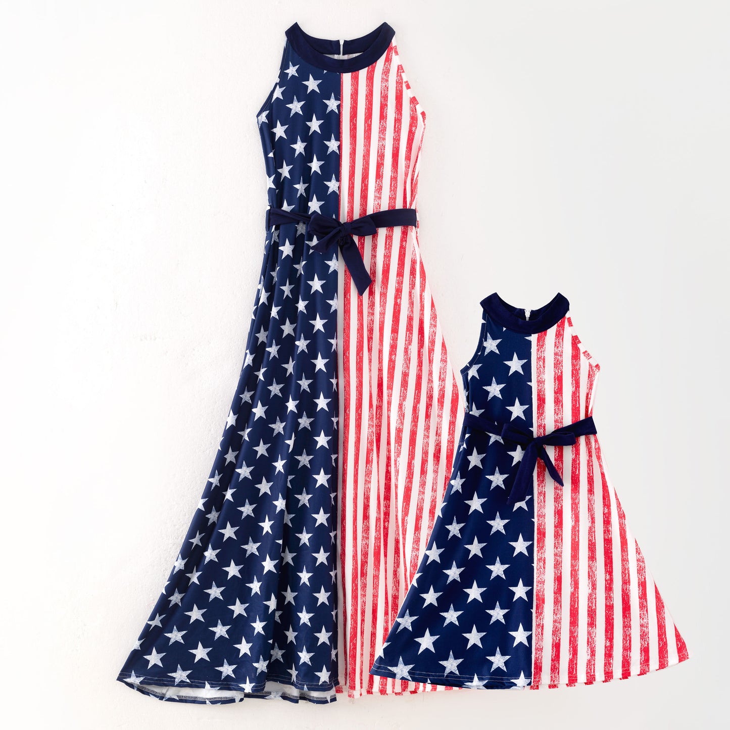 Mommy And Me Mother's Day July 4th Red Navy Maxi Dress