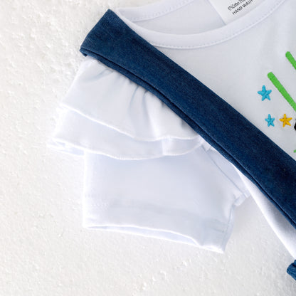 Girls Back To School "LIVE LOVE LEARN" Apple Applique Skirt Set