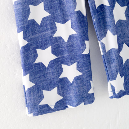 Girls Summer July 4th Star Blue Jumpsuit