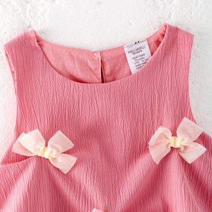 Girls Summer Pink Bow Fashion Cute Short Set