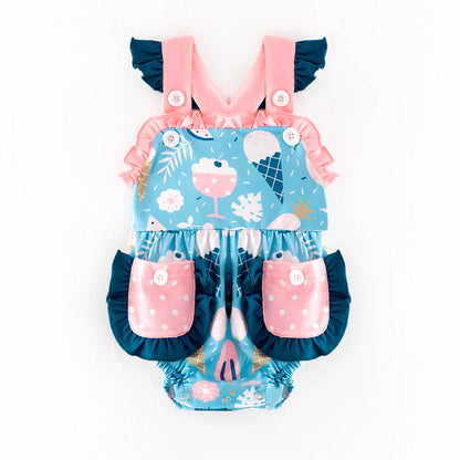 Baby Kids Summer Print Pocket Bubble Romper