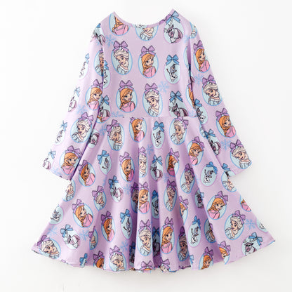 Girls 2025 Fall Kpop Demon Hunter Purple Dress & Hoodies