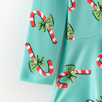 Girls Christmas Candy Cane Christmas Tree Top + Pant Set