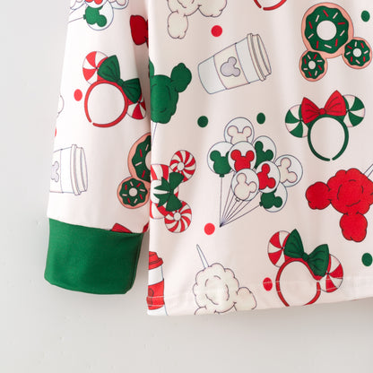 Kids Christmas Winter Cartoon Print Pajamas Pant Set