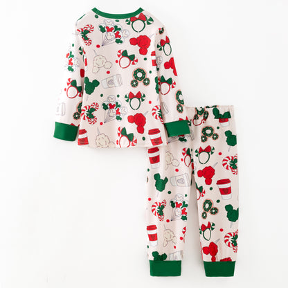 Kids Christmas Winter Cartoon Print Pajamas Pant Set