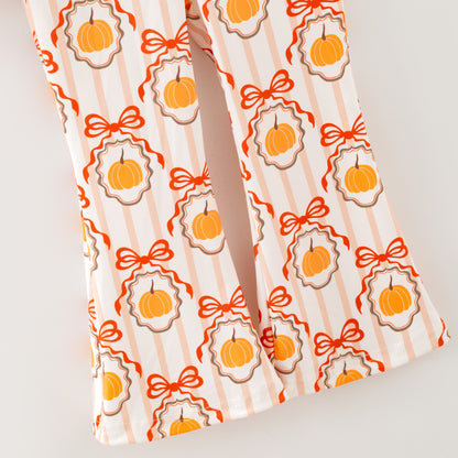 Girls Fall Thanksgiving Pumpkin Thanksful Print Pant Set