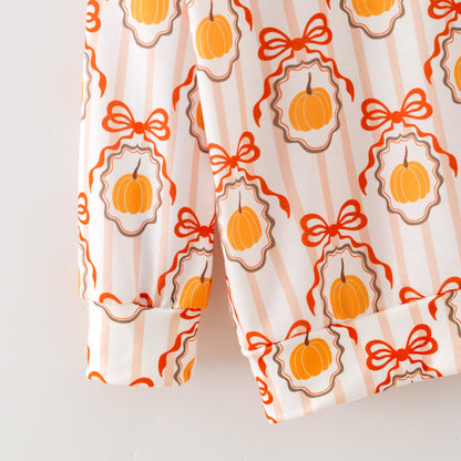 Girls Fall Thanksgiving Pumpkin Thanksful Print Pant Set