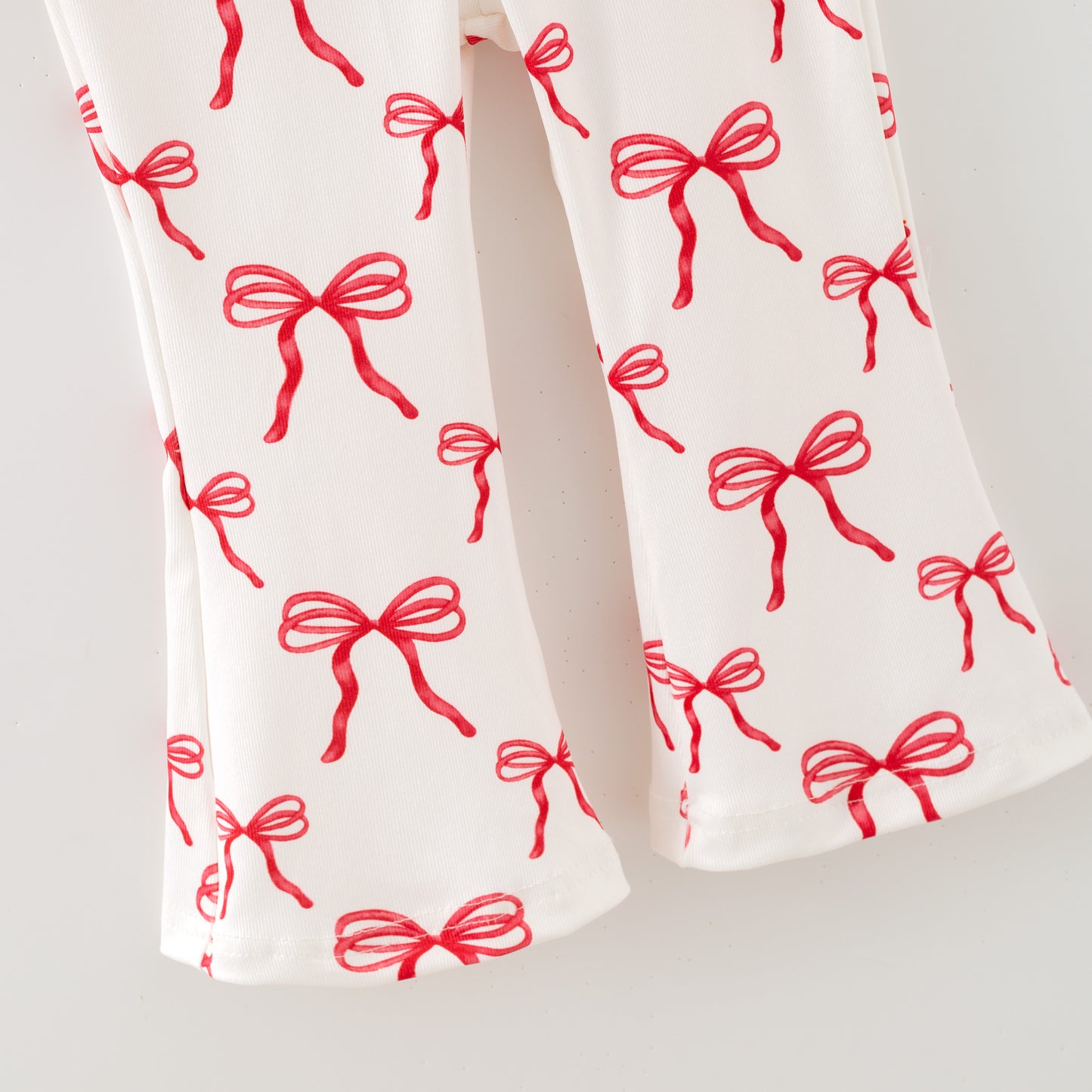 Girls Christmas Winter Pink Bow Print Sweatshirt Set