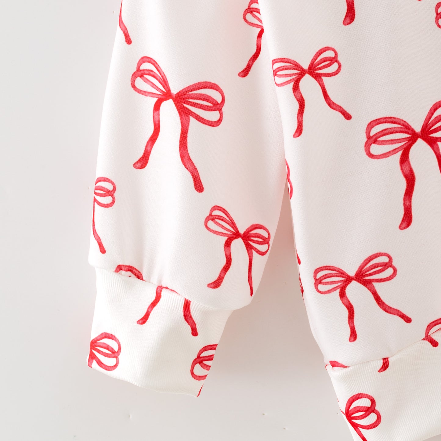 Girls Christmas Winter Pink Bow Print Sweatshirt Set