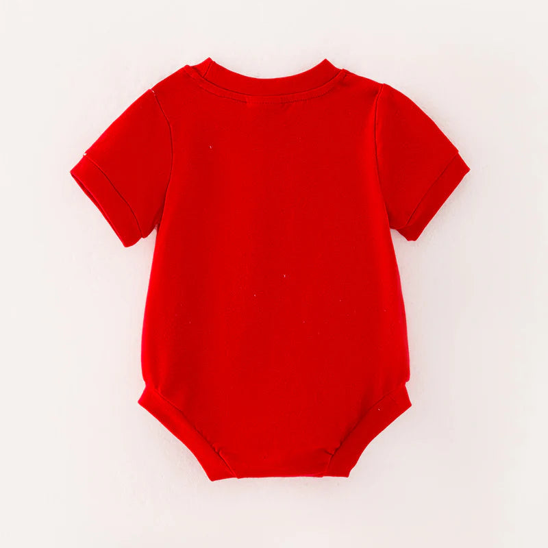 Boys Brother Christmas Tree Embroidery Smock Red Green Outfit