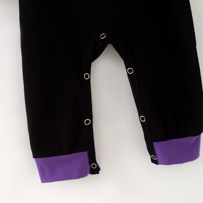 Baby Boys 2026 Mardi Gras Embroidery Black Cotton Romper