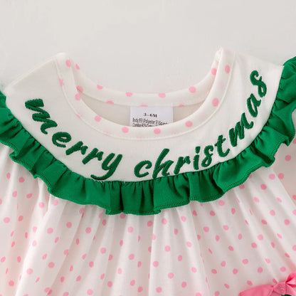 Baby Girls Merry Christmas Embroidery Romper Set