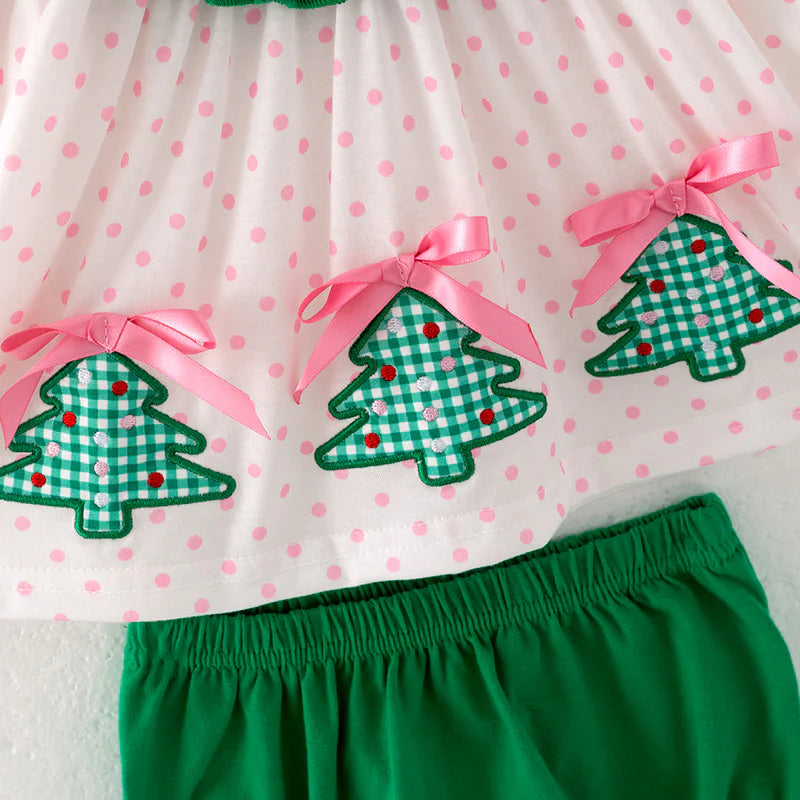 Baby Girls Merry Christmas Embroidery Romper Set