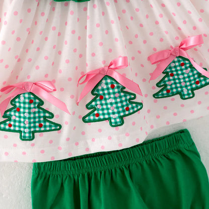 Baby Girls Merry Christmas Embroidery Romper Set