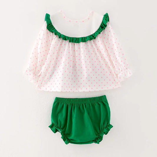 Baby Girls Merry Christmas Embroidery Romper Set