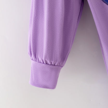 Baby Girls 2026 Mardi Gras Embroidery Purple Cotton Romper