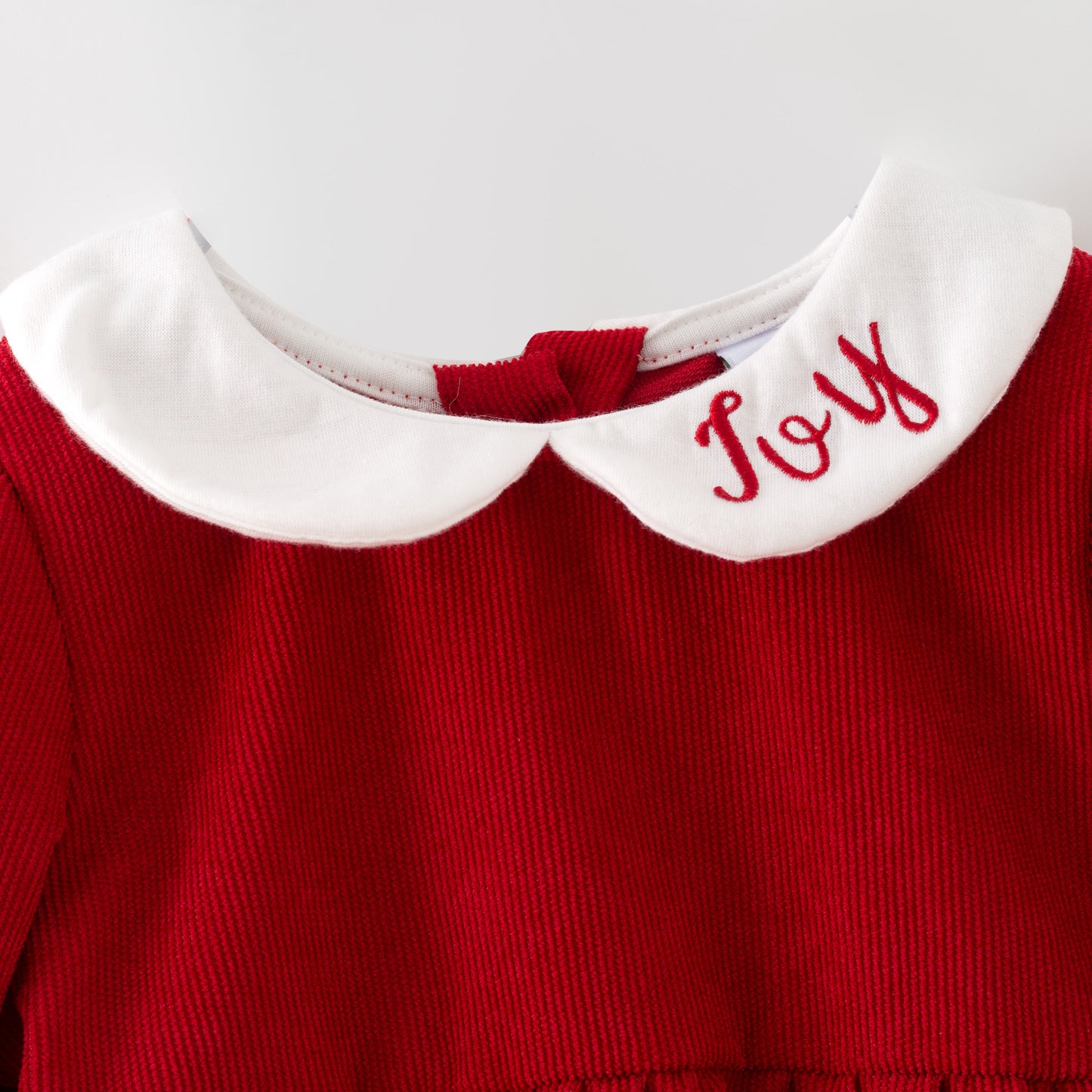 Red Corduroy Personalized Christmas Sibling Clothes – Custom Name Embroidery
