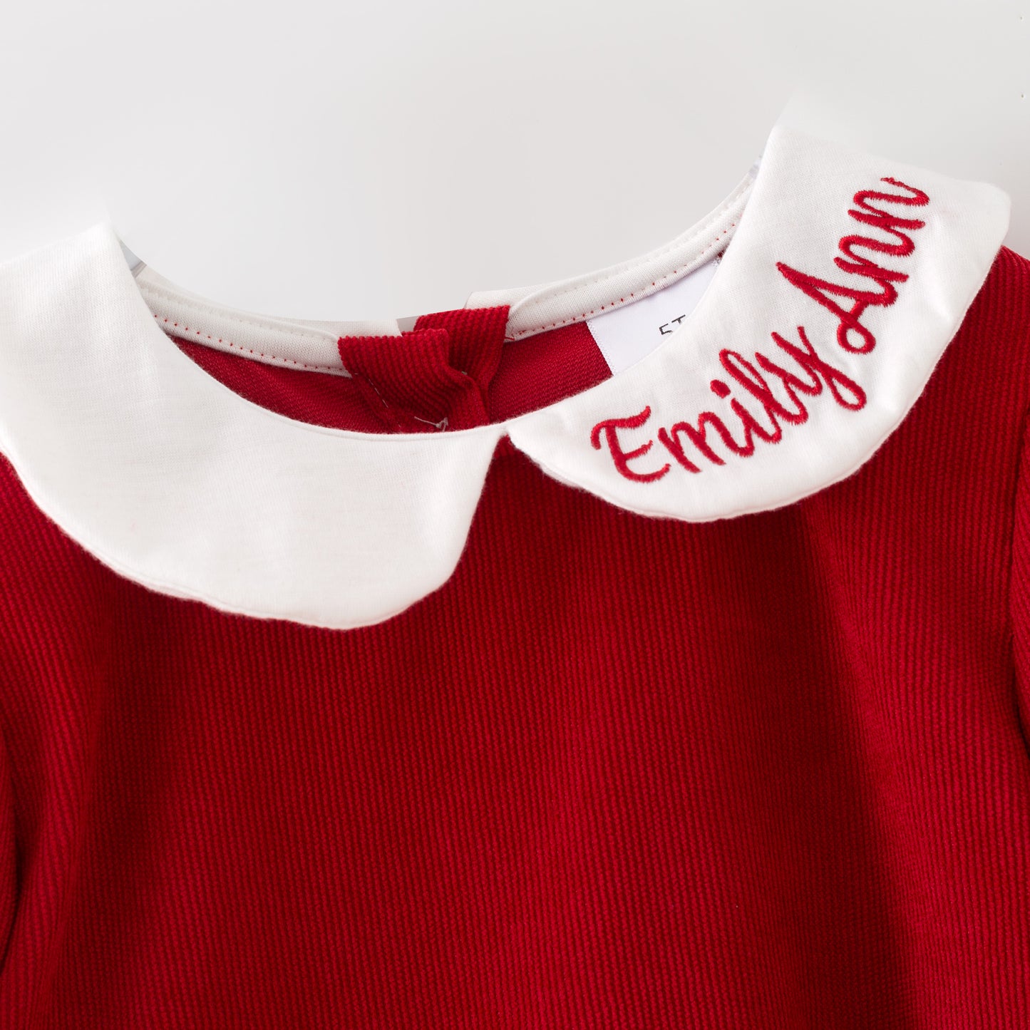 Red Corduroy Personalized Christmas Sibling Clothes – Custom Name Embroidery