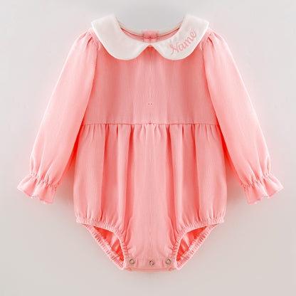 Pink Corduroy Personalized Christmas Sibling Clothes – Custom Name Embroidery