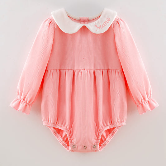 Pink Corduroy Personalized Christmas Sibling Clothes – Custom Name Embroidery