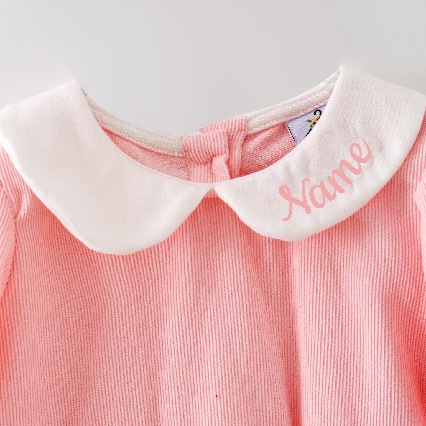Pink Corduroy Personalized Christmas Sibling Clothes – Custom Name Embroidery