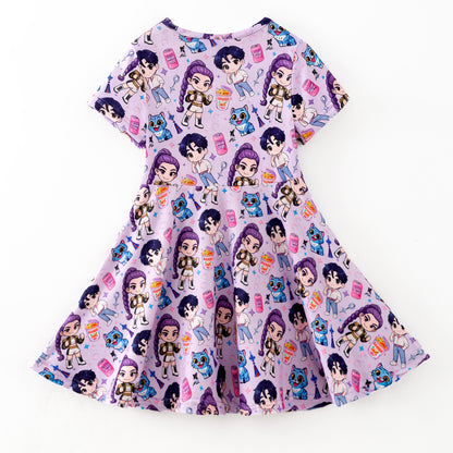 2025 Fall Popular Kpop Demon Hunter Soft Twirl Dress