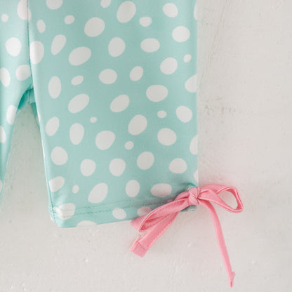 Girls Summer Popsicle Print Pink Bow Mint Dot Short Set