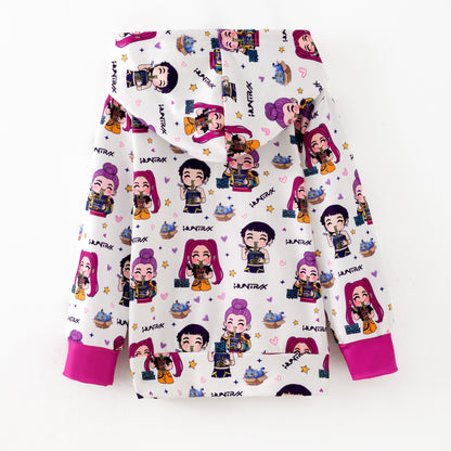 2025 Girls Fall Winter Kpop Demon Hunter Milk Silk Pocket Hoodies