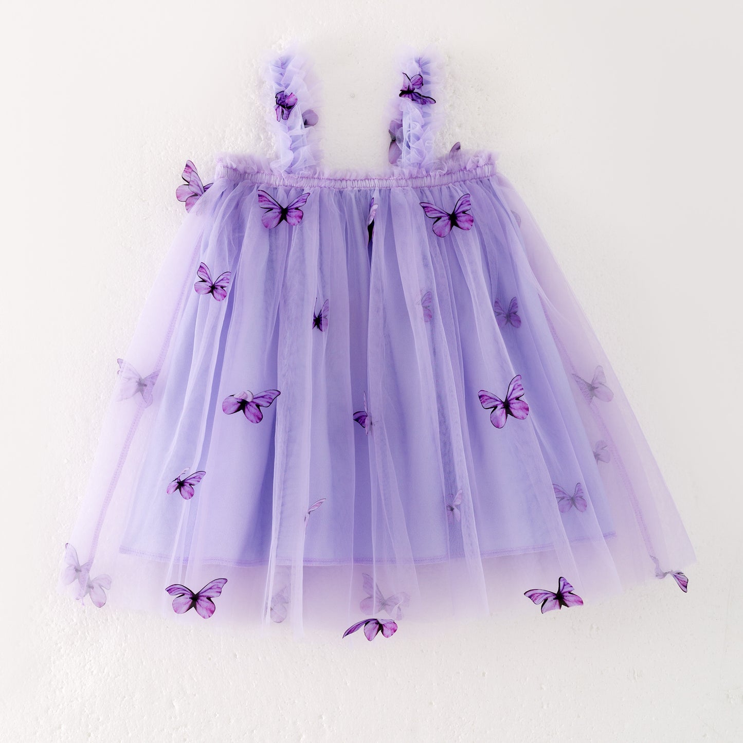 Girls Summer Party Lavender Butterfly Tulle Dress