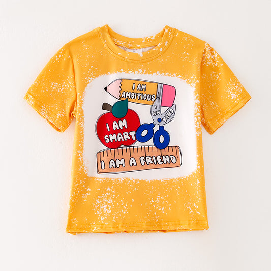 Boys Back To School "I AM SMART" Yellow Print T-Shirt