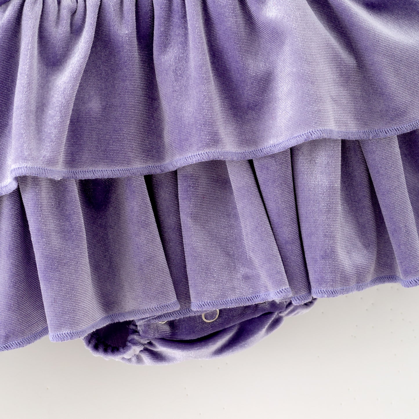 Baby Girls Fall Purple Velvet Top & Floral Bell-Bottom Romper Set