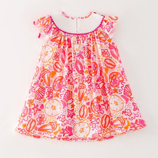 Girls Summer "BEACH BABE"Smocked Embroidered Dress