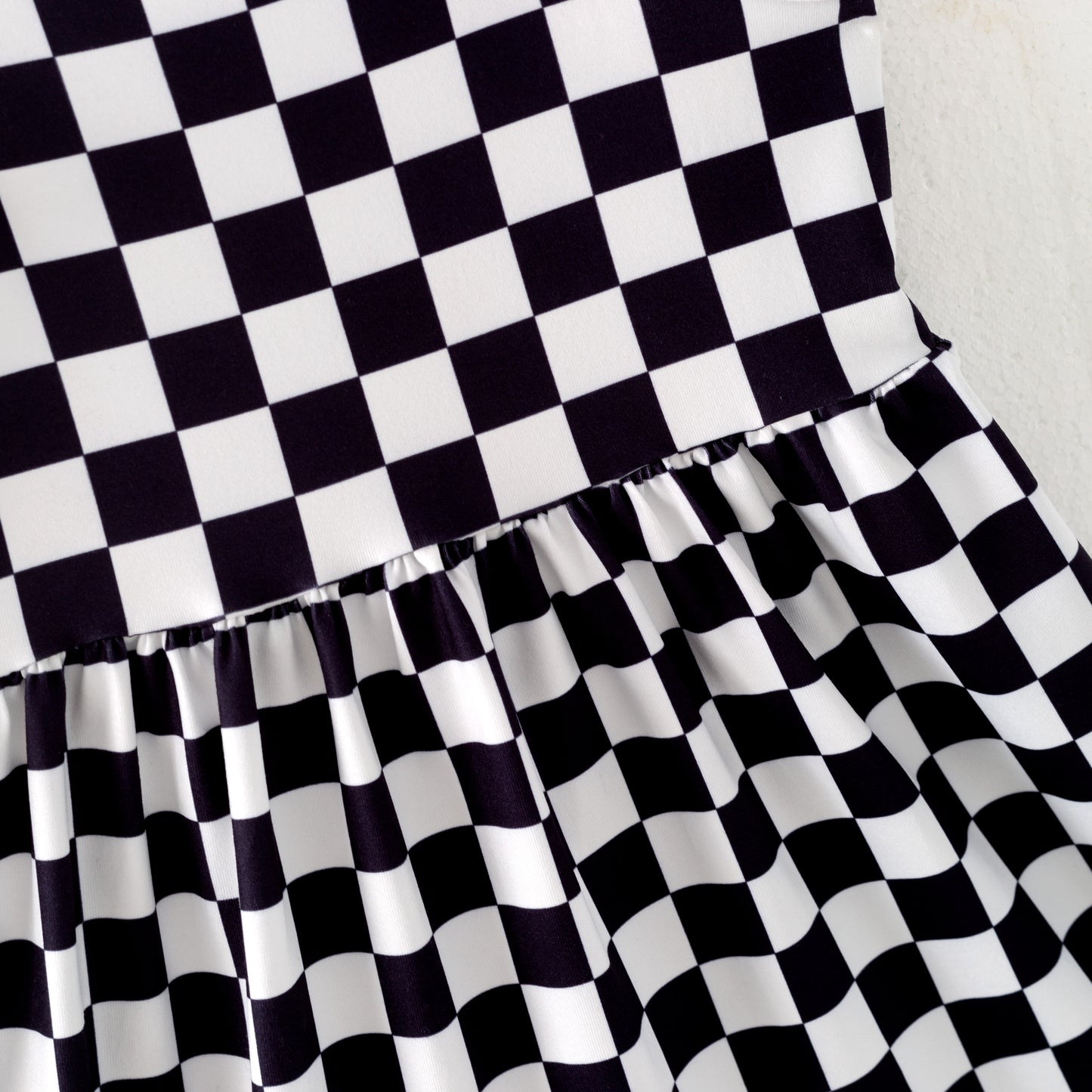 Girls Summer Black White Plaid Slip Dress