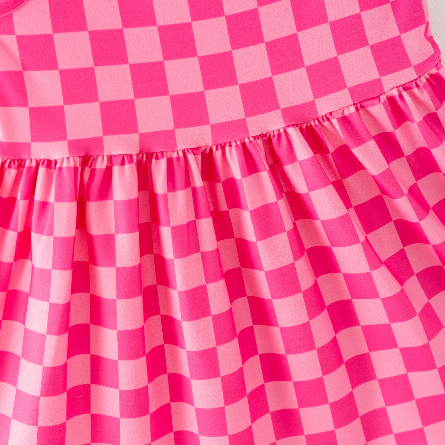 Girls Summer Hot Pink Plaid Slip Dress