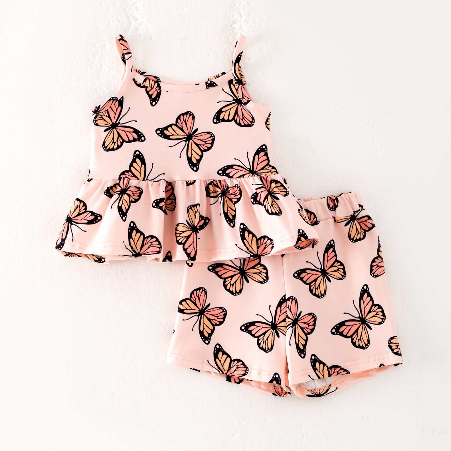 Girls Summer Butterfly Print Soft Short Set