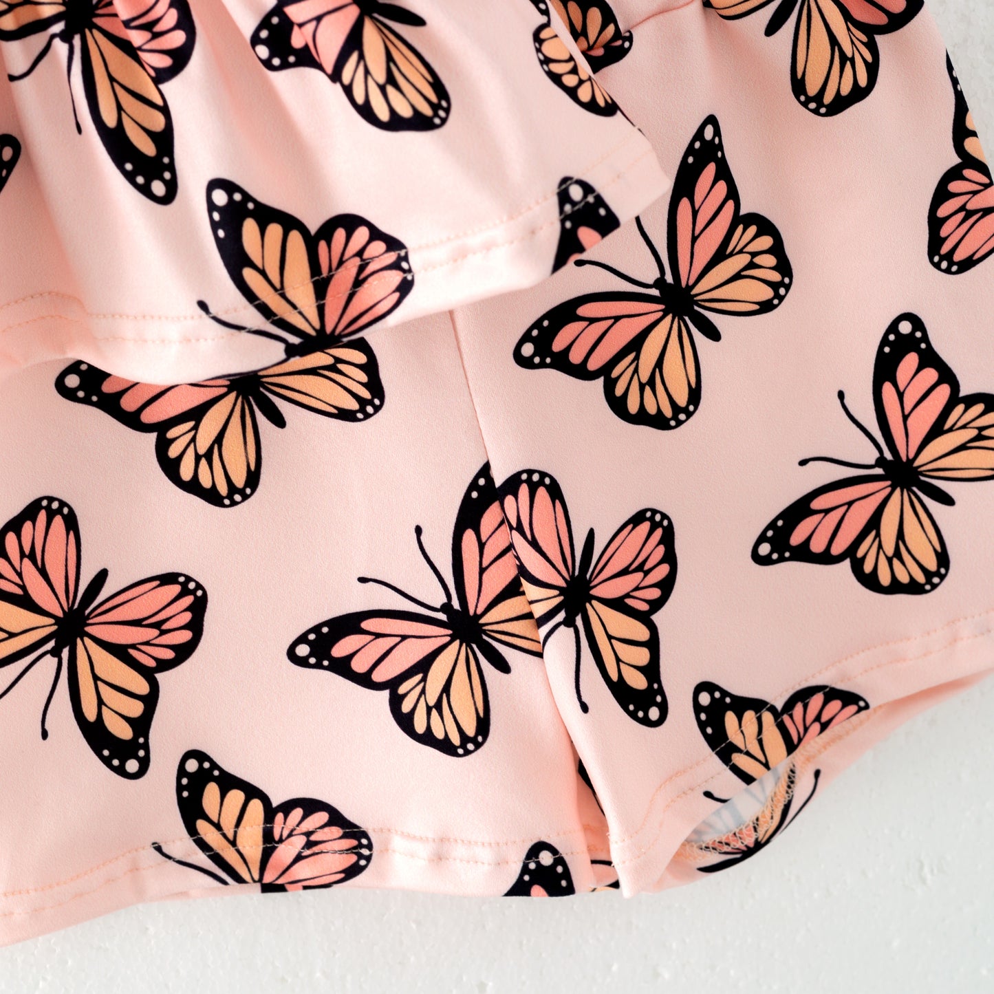 Girls Summer Butterfly Print Soft Short Set