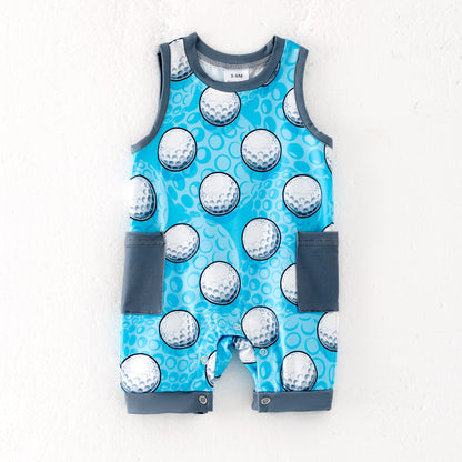Baby Boy Golf Blue Pocket Boutique Romper