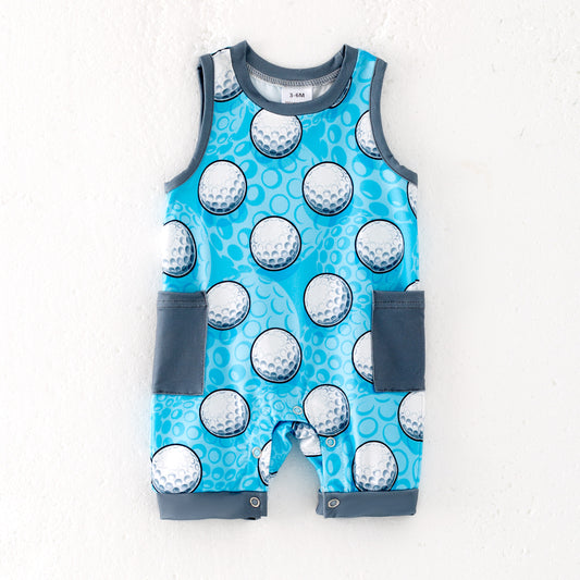 Baby Boy Golf Blue Pocket Boutique Romper