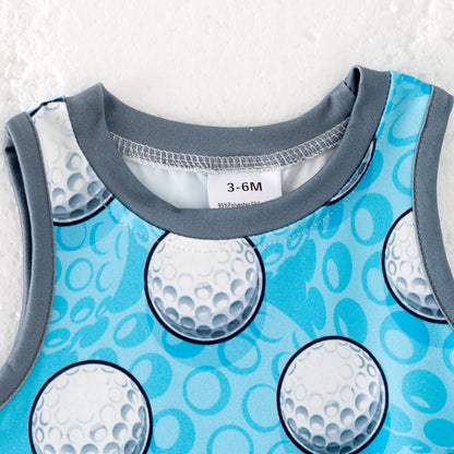 Baby Boy Golf Blue Pocket Boutique Romper