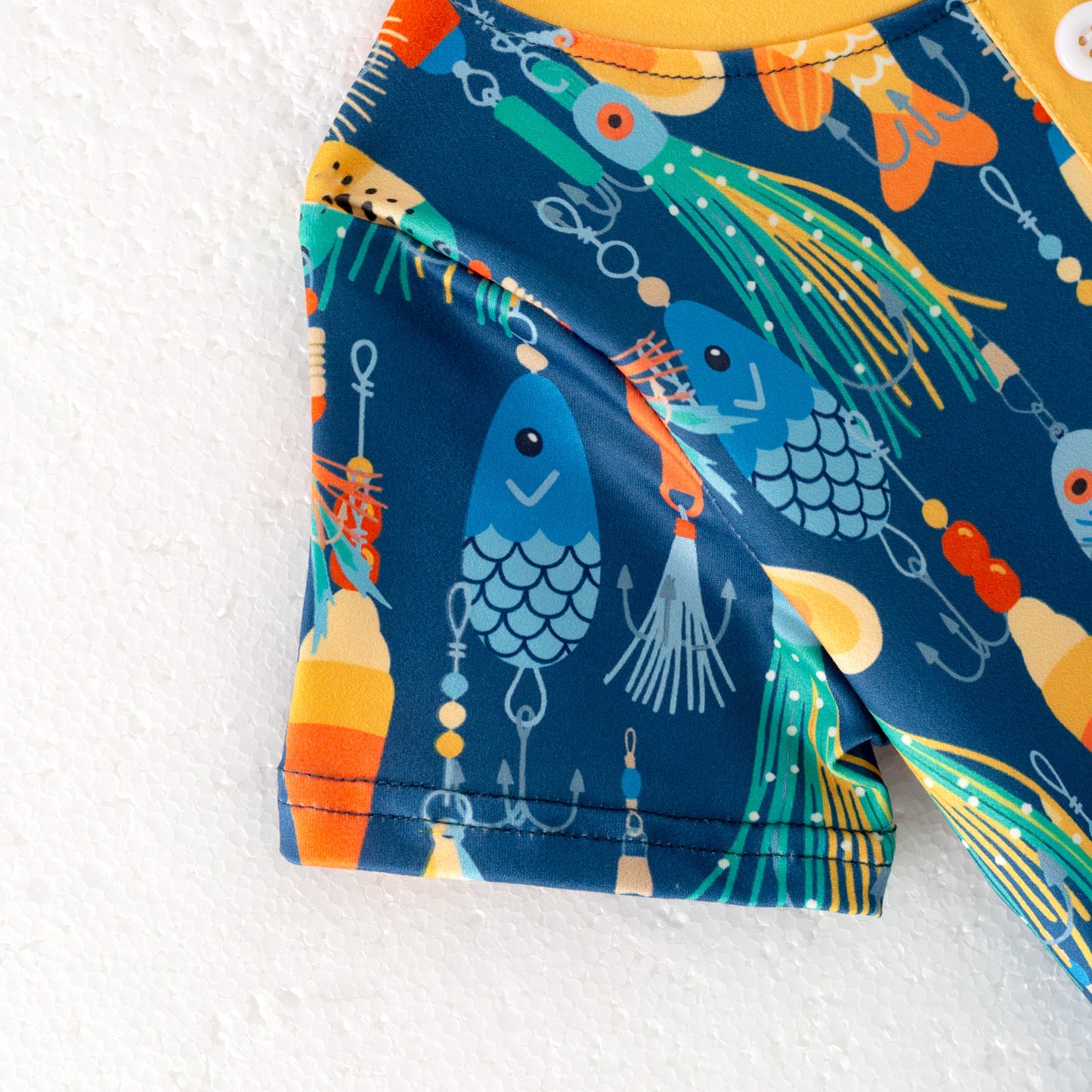 Boy Summer Fish Print Blue Pocket Short Sleeves T-shirt